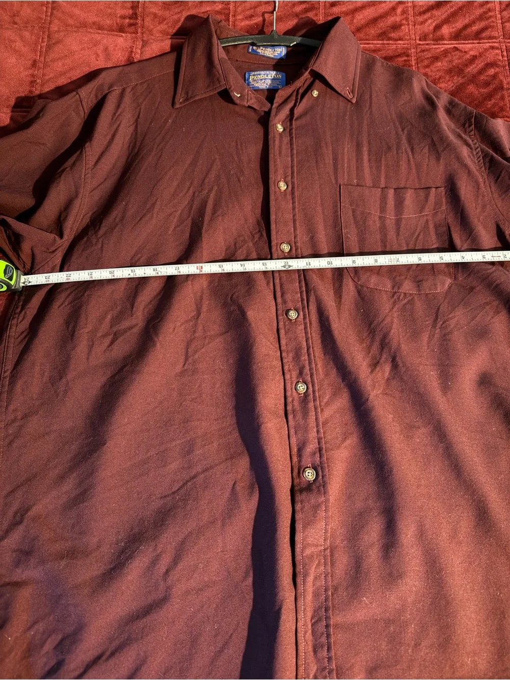 Pendleton Men’s Large 100% Virgin Wool Button Up Shirt Wine Burgundy